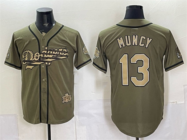 Los Angeles Dodgers #13 Max Muncy Olive HeidiMiller 2026 Armed Forces Day Stitched Jersey