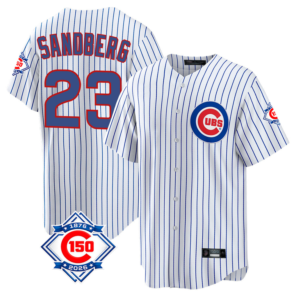 Chicago Cubs #23 Ryne Sandberg Player White HeidiMiller 150th Anniversary Home Game Stitched Jerseys