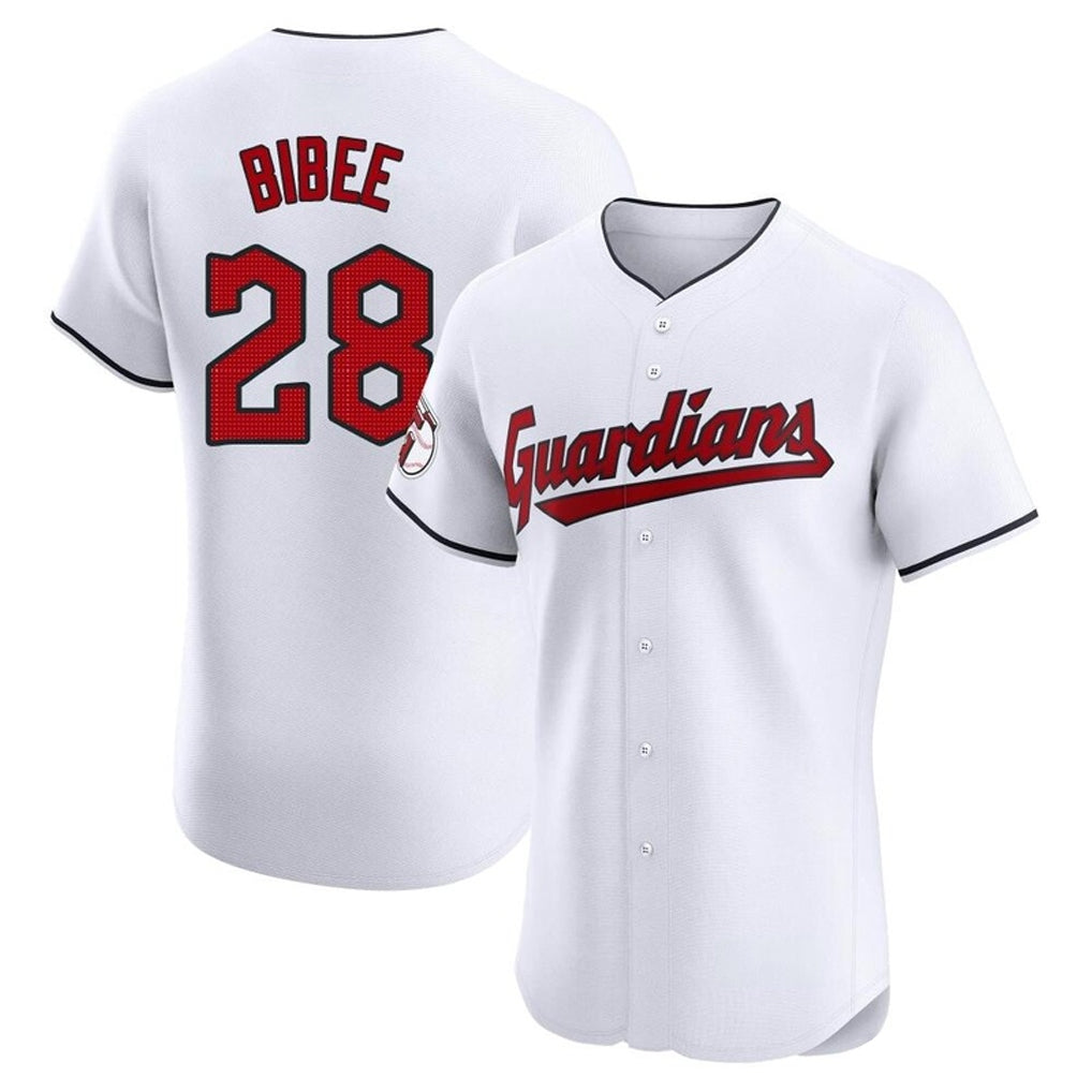Cleveland Guardians #28 Tanner Bibee Player White HeidiMiller Limited Elite Home Stitched Jerseys