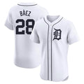 Detroit Tigers #28 Javier Baez Player White HeidiMiller Limited Elite Home Stitched Jerseys
