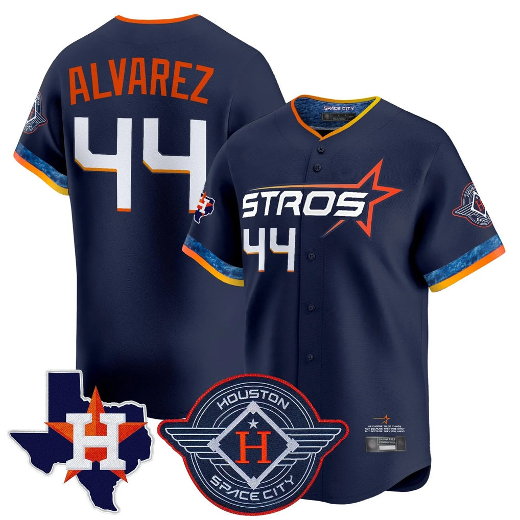 Houston Astros #44 Yordan Alvarez Player Navy HeidiMiller City Connect Texas Patch Vapor Premier Limited Home Stitched Jerseys