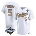 Los Angeles Dodgers #5 Freddie Freeman Player White Gold HeidiMiller World Series Collection Limited Home Stitched Jerseys