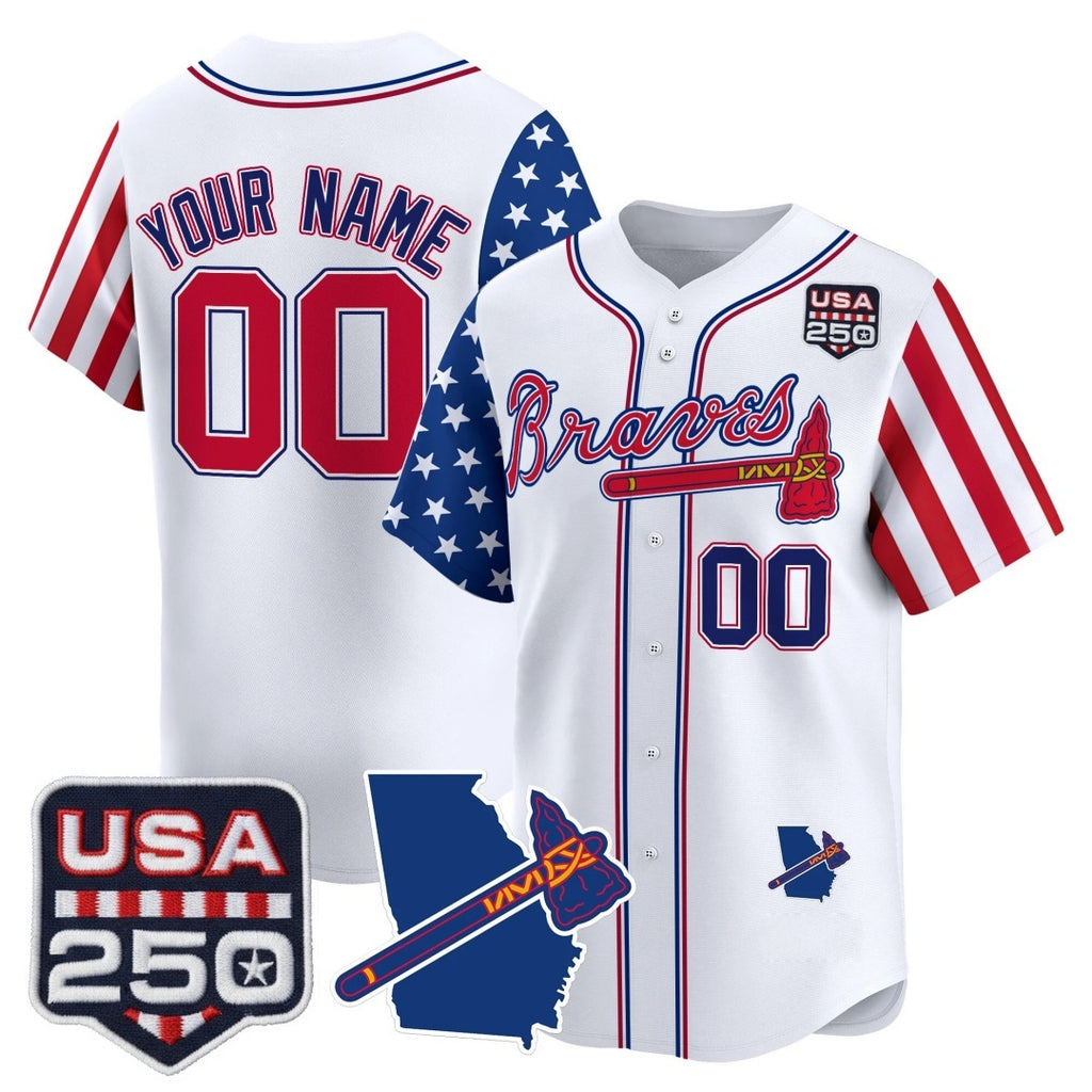 Custom Atlanta Braves America 250 Edition Vapor Premier Limited White HeidiMiller Stitched Jerseys