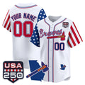 Custom Atlanta Braves America 250 Edition Vapor Premier Limited White HeidiMiller Stitched Jerseys