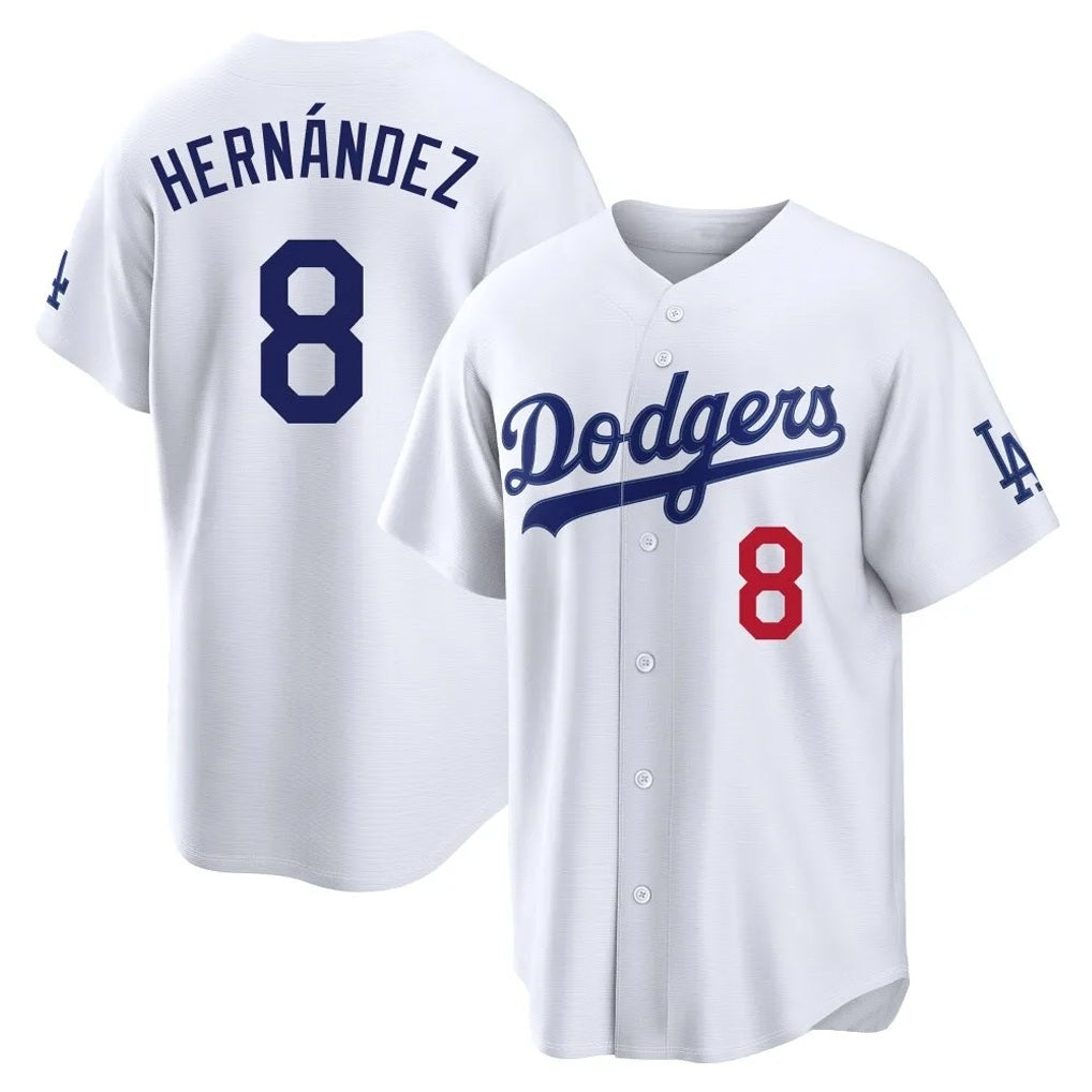 Los Angeles Dodgers #8 Enrique Hern¨¢ndez Player White HeidiMiller Home Game Stitched Jerseys