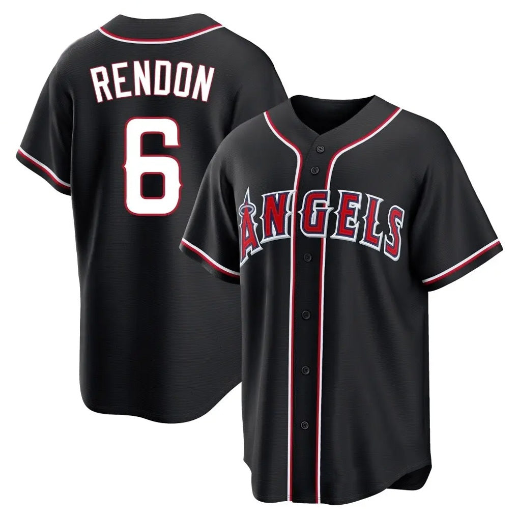 Los Angeles Angels #6 Anthony Rendon Player Black HeidiMiller Fashion Out Home Game Stitched Jerseys