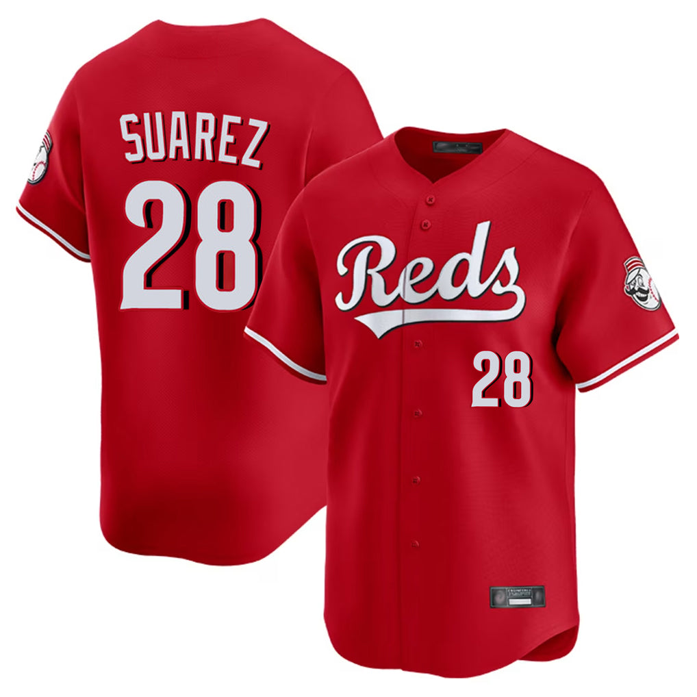 Cincinnati Reds #28 Eugenio Su¨¢rez Player Red HeidiMiller Home Limited Stitched Jerseys