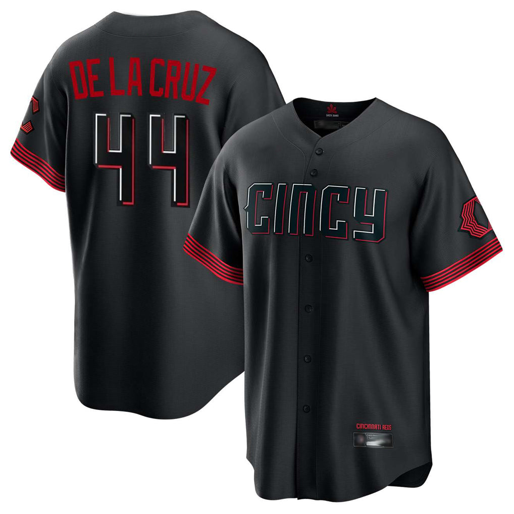 Cincinnati Reds #44 Elly De La Cruz Player Black HeidiMiller City Connect Home Game Stitched Jerseys