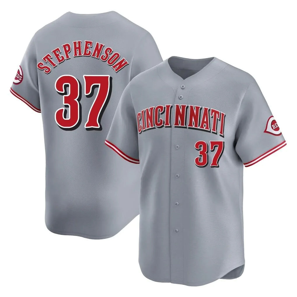 Cincinnati Reds #37 Tyler Stephenson Player Gray HeidiMiller Home Limited Stitched Jerseys
