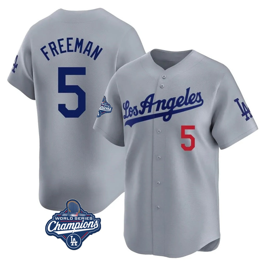 Los Angeles Dodgers #5 Freddie Freeman Player Gray HeidiMiller World Series Meet Limited Home Stitched Jerseys