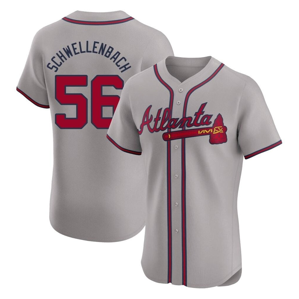 Atlanta Braves #56 Spencer Schwellenbach Player Gray HeidiMiller Limited Elite Home Game Stitched Jerseys