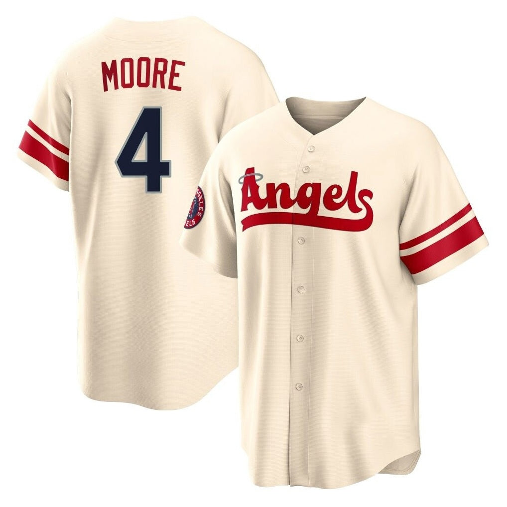 Los Angeles Angels #4 Christian Moore Player Cream HeidiMiller City Connect Home Stitched Jerseys