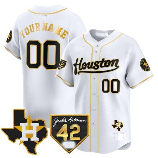 Custom Houston Astros 2024 Jackie Robinson Patch Vapor Premier Limited Jersey ¨C White HeidiMiller