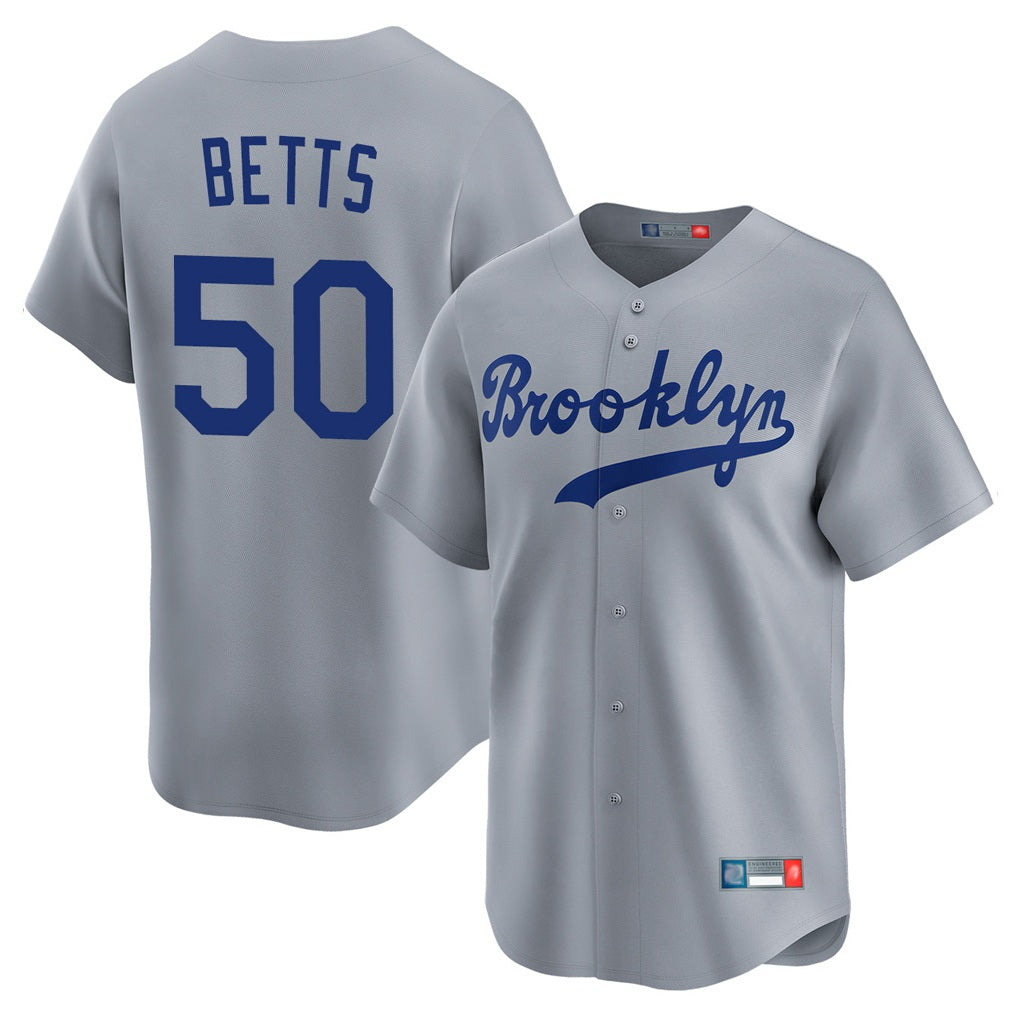 Los Angeles Dodgers #50 Mookie Betts Player Gray HeidiMiller Game Limited Home Stitched Jerseys