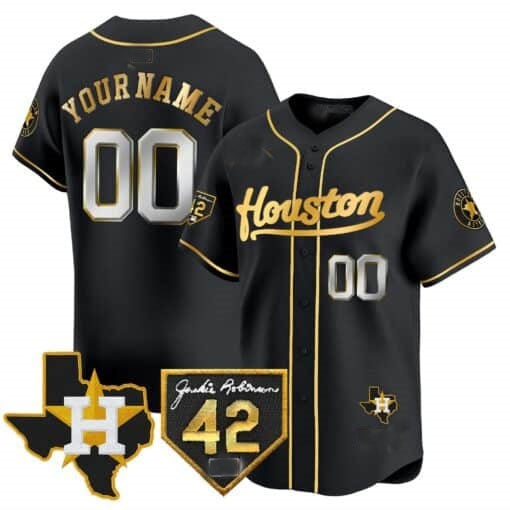 Custom Houston Astros 2024 Jackie Robinson Patch Vapor Premier Limited Jersey ¨C All Stitched-Black HeidiMiller