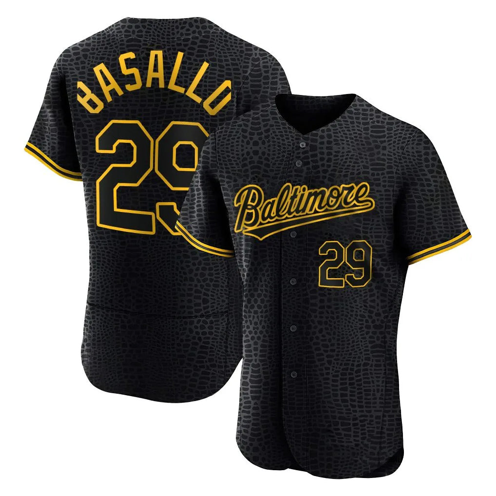 Baltimore Orioles #29 Samuel Basallo Player Black HeidiMiller Snake Skin City Limited Elite Home Stitched Jerseys