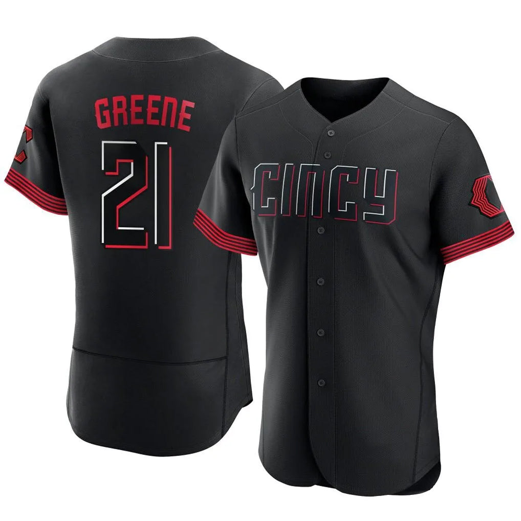 Cincinnati Reds #21 Hunter Greene Player Black HeidiMiller City Connect Limited Elite Home Stitched Jerseys