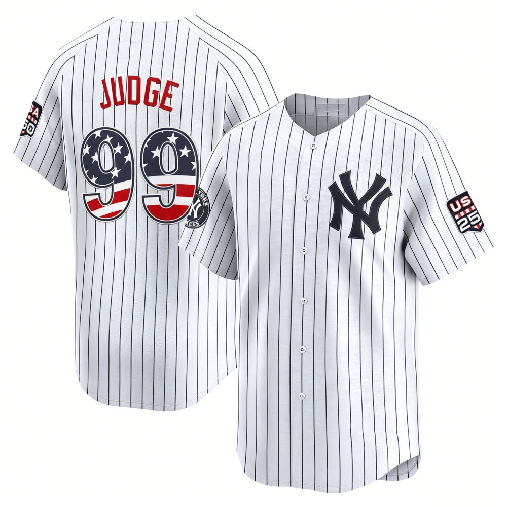 New York Yankees #99 Aaron Judge White HeidiMiller USA 250 Fourth of July Limited Stitched Jersey