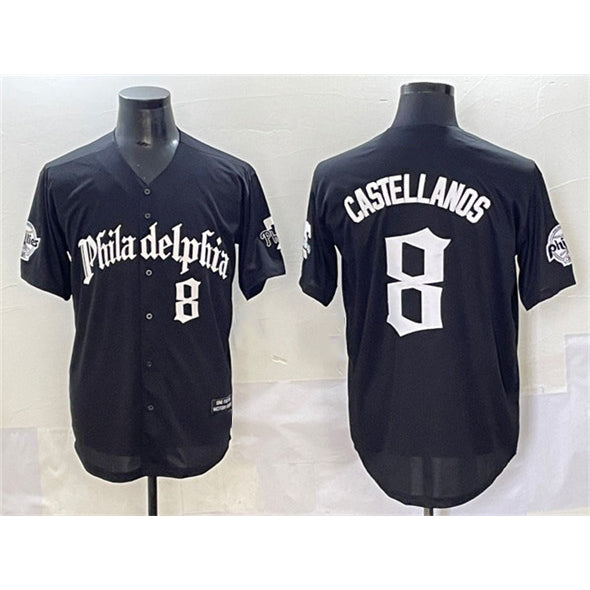 Philadelphia Phillies #8 Nick Castellanos Black HeidiMiller Gothic Vapor Limited Stitched Jersey