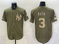 New York Yankees #3 Babe Ruth Olive HeidiMiller 2026 Armed Forces Day Stitched Jersey