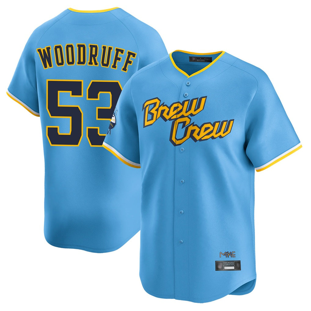 Milwaukee Brewers #53 Brandon Woodruff Player Light Blue HeidiMiller City Connect Home Limited Stitched Jerseys