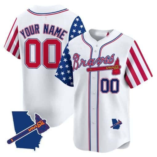 Custom Atlanta Braves White HeidiMiller 2024 Independence Day Vapor Premier Limited Jersey V2 ¨C All Stitched