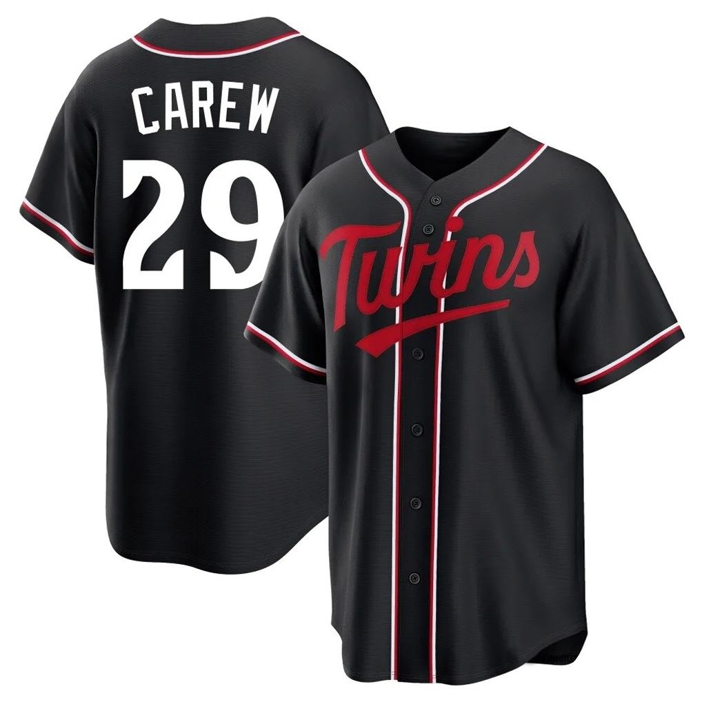 Minnesota Twins #29 Rod Carew Player Black HeidiMiller Fashion Out Home Limited Stitched Jerseys