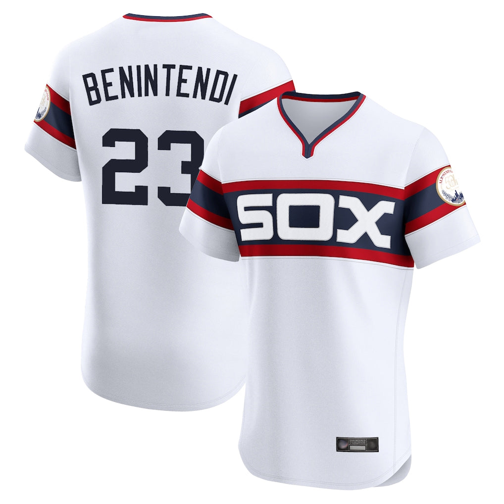 Chicago White Sox #23 Andrew Benintendi Player White HeidiMiller T-shirt Limited Elite Home Stitched Jerseys