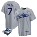 Los Angeles Dodgers #7 Blake Snell Player Gray HeidiMiller Game World Series Stitched Jerseys