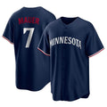 Minnesota Twins #7 Joe Mauer Player Navy HeidiMiller Replica Alternate Home Stitched Jerseys