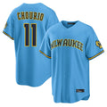 Milwaukee Brewers #11 Jackson Chourio Player Light Blue HeidiMiller Road Stadium Game Stitched Jerseys