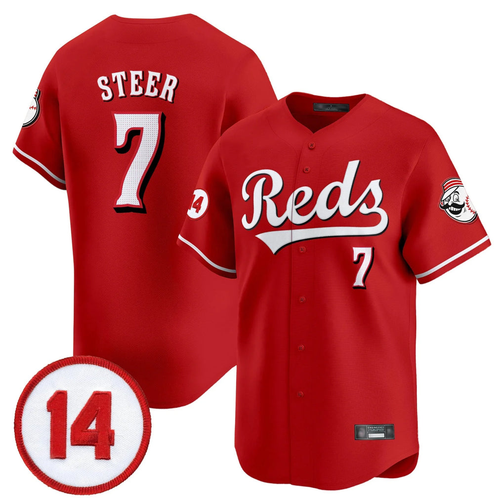 Cincinnati Reds #7 Spencer Steer Player Red HeidiMiller Vapor Premier Limited Home Stitched Jerseys