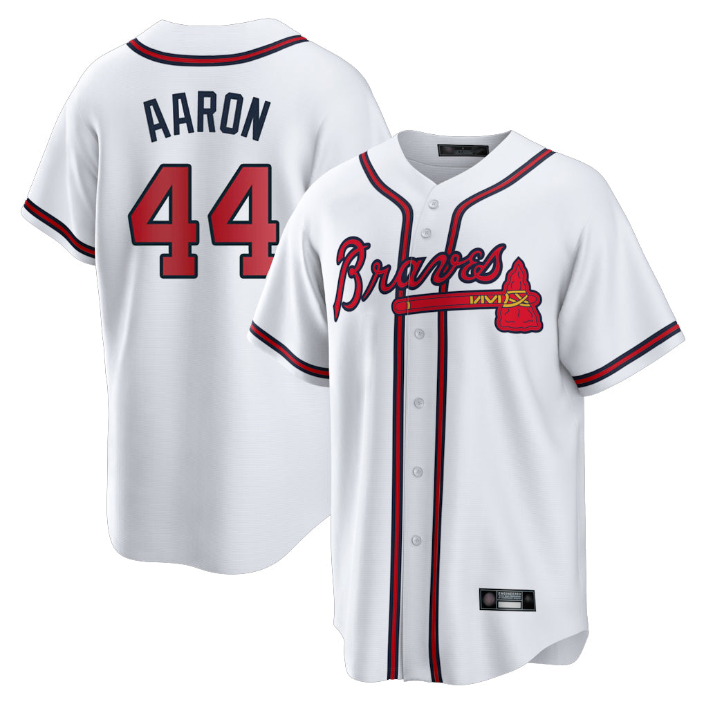 Atlanta Braves #44 Hank Aaron Player White HeidiMiller Home Game Stitched Jerseys