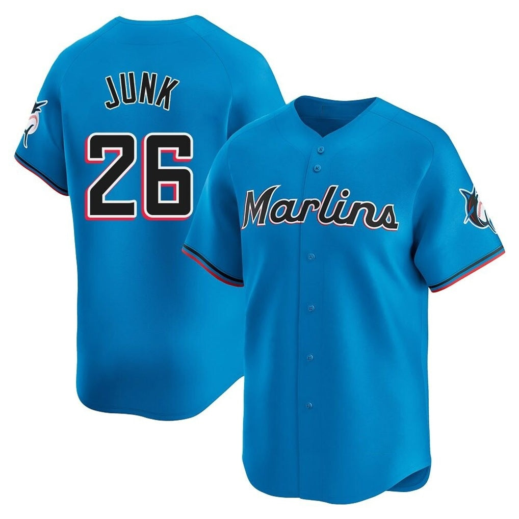 Miami Marlins #26 Janson Junk Player Blue HeidiMiller Home Limited Stitched Jerseys