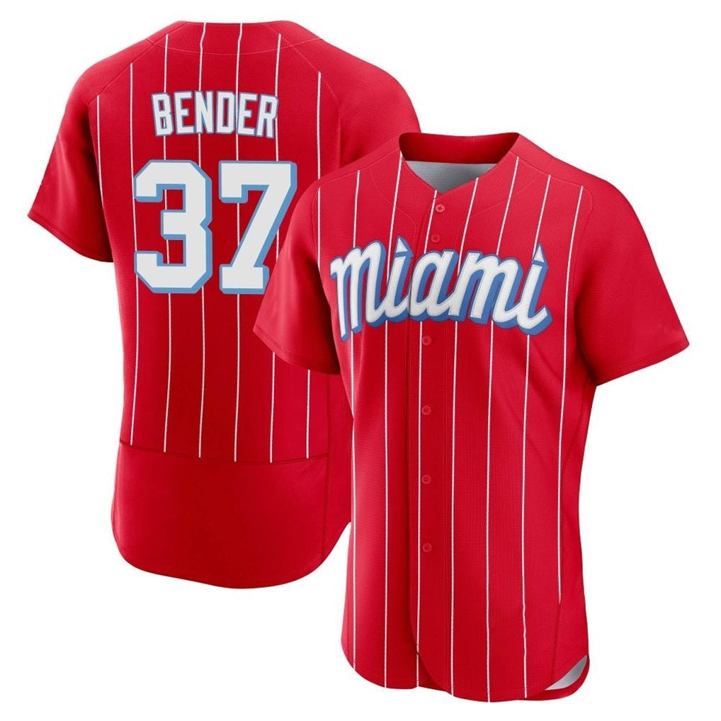 Miami Marlins #37 Anthony Bender Player Red HeidiMiller City Connect Home Limited Elite Stitched Jerseys