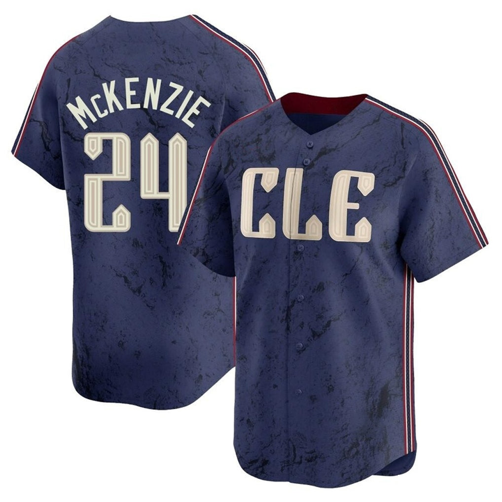 Cleveland Guardians #24 Triston McKenzie Player Navy HeidiMiller City Connect Limited Home Stitched Jerseys