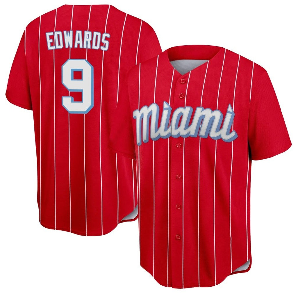 Miami Marlins #9 Xavier Edwards Player Red HeidiMiller City Connect Home Game Stitched Jerseys