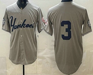New York Yankees #3 Babe Ruth Grey HeidiMiller Without Name Limited Jersey