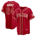 Texas Rangers #24 Brandon Nimmo Red HeidiMiller 2026 City Connect Stadium Jersey