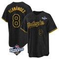 Los Angeles Dodgers #8 Enrique Hern¨¢ndez Player Black Gold HeidiMiller World Series Limited Home Stitched Jerseys