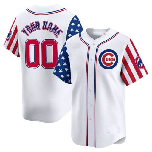 Custom Chicago Cubs 2024 Independence Day Vapor Premier Limited Jersey ¨C All Stitched-White HeidiMiller