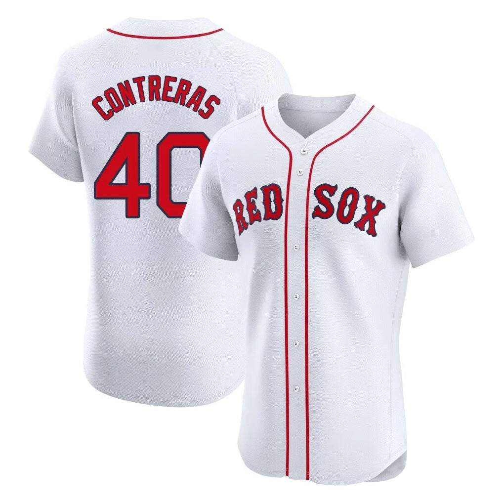 Boston Red Sox #40 Willson Contreras Player White HeidiMiller Limited Elite Home Game Stitched Jerseys1
