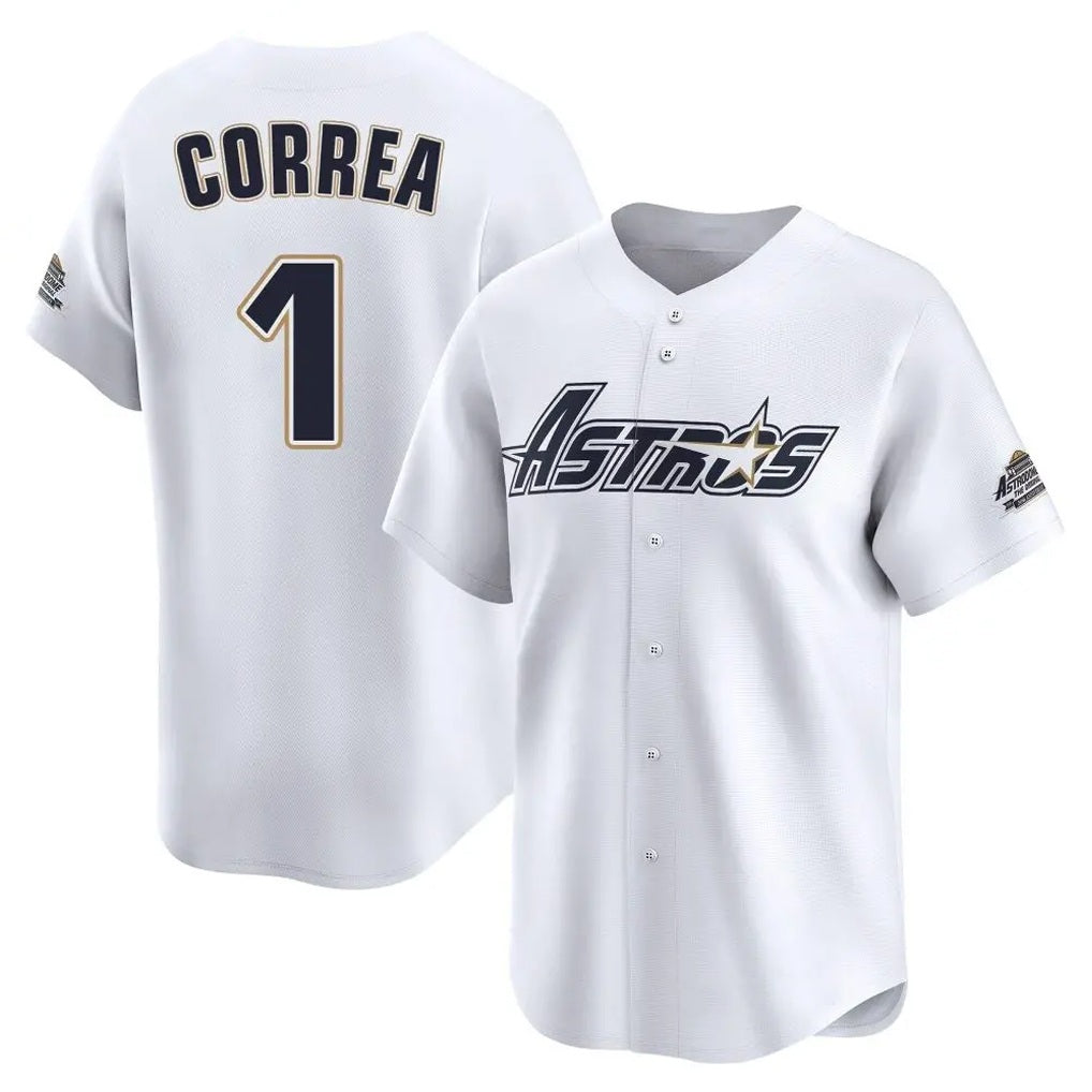 Houston Astros #1 Carlos Correa Player White HeidiMiller Throwback Cooperstown Collection Limited Stitched Jerseys