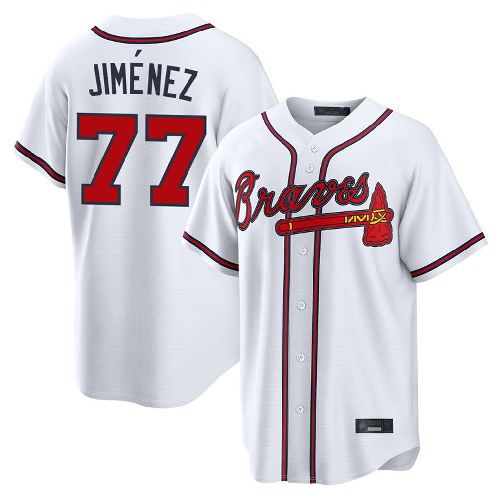 Atlanta Braves #77 Joe Jimenez Player White HeidiMiller Home Game Stitched Jerseys