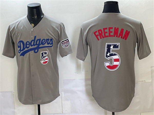 Los Angeles Dodgers #5 Freddie Freeman Gray HeidiMiller 250 Fourth of July Road Stitched Jersey