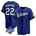 Los Angeles Dodgers #22 Clayton Kershaw Player Royal HeidiMiller World Series Meet City Connect Home Game Stitched Jerseys
