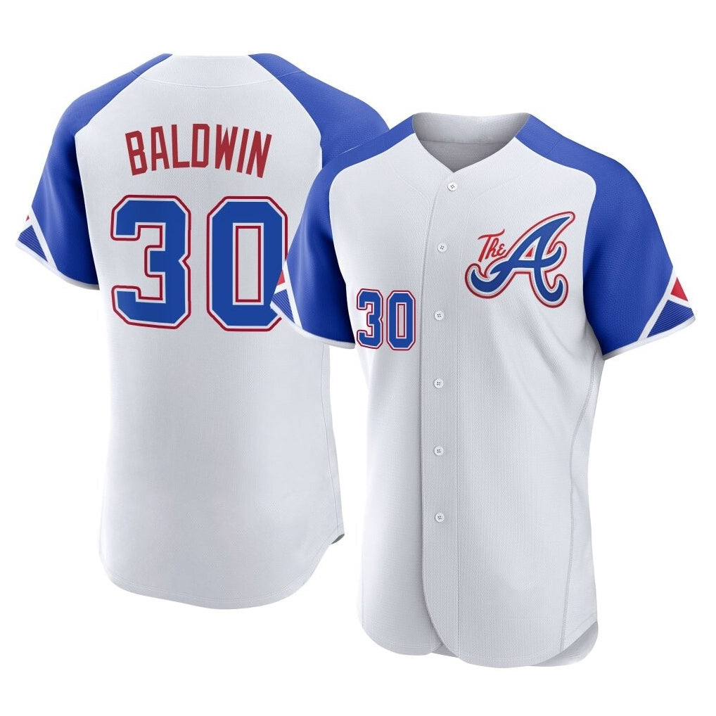 Atlanta Braves #30 Drake Baldwin Player White HeidiMiller City Connect Limited Elite Home Game Stitched Jerseys