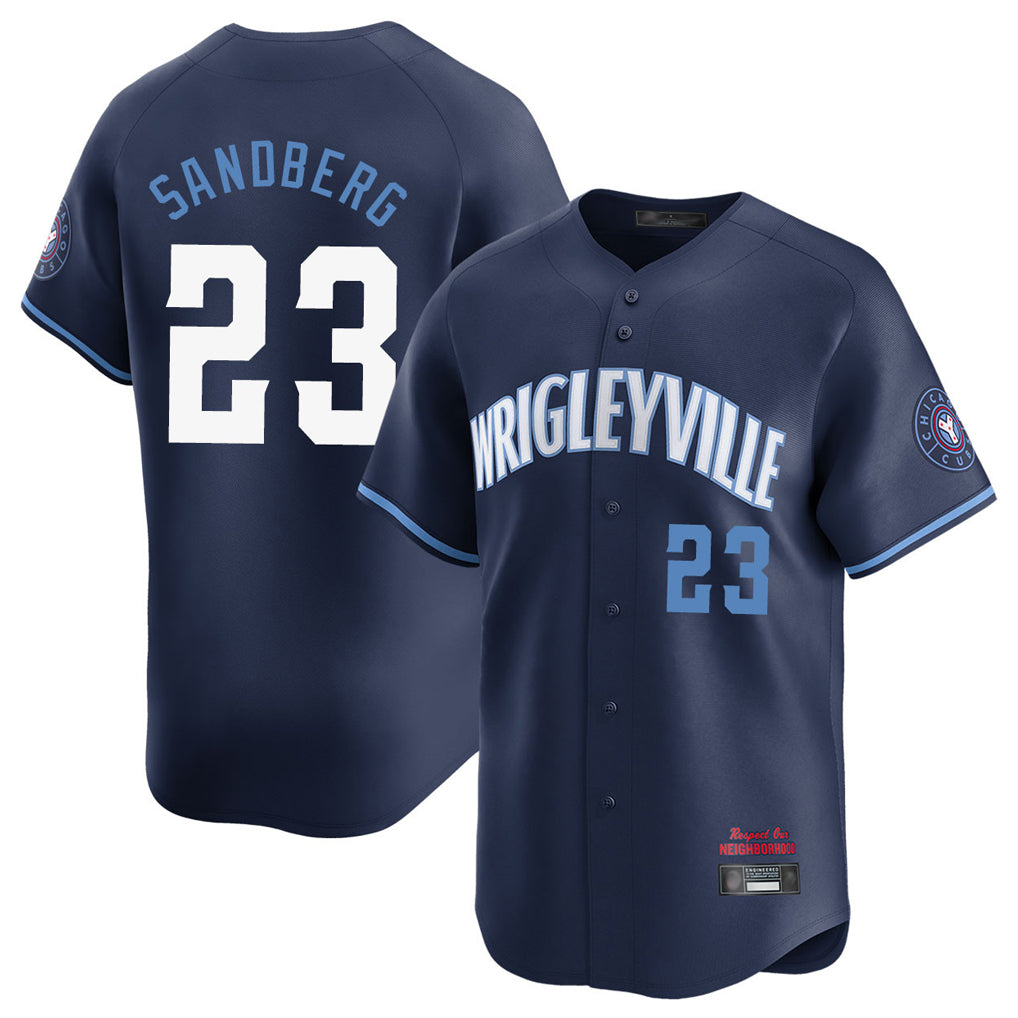 Chicago Cubs #23 Ryne Sandberg Player Navy HeidiMiller City Connect Limited Home Stitched Jerseys