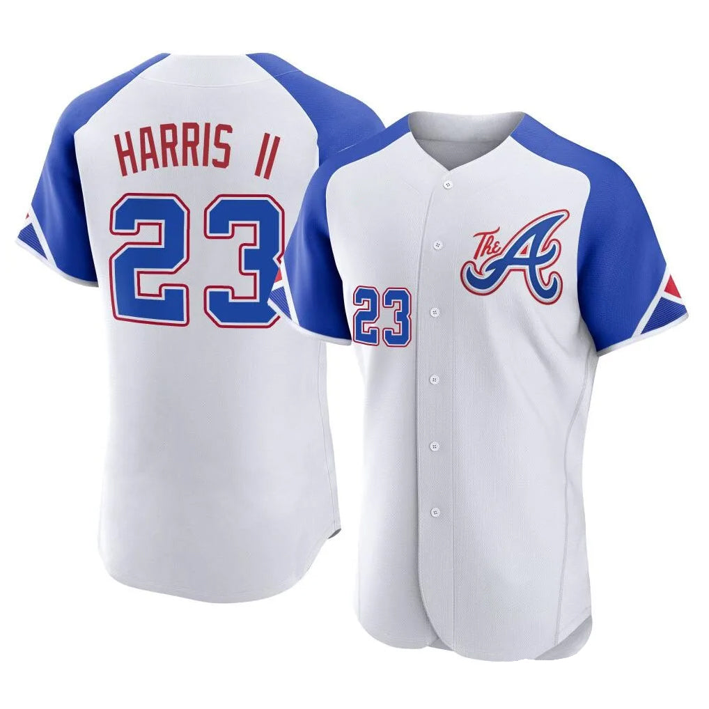 Atlanta Braves #23 Michael Harris II Player White HeidiMiller City Connect Limited Elite Home Game Stitched Jerseys