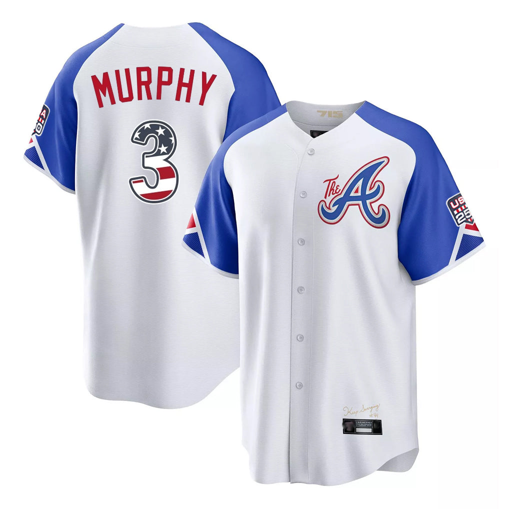 Atlanta Braves #3 Dale Murphy Player White HeidiMiller USA 250 Fourth Of July City Connect Home Game Stitched Jerseys